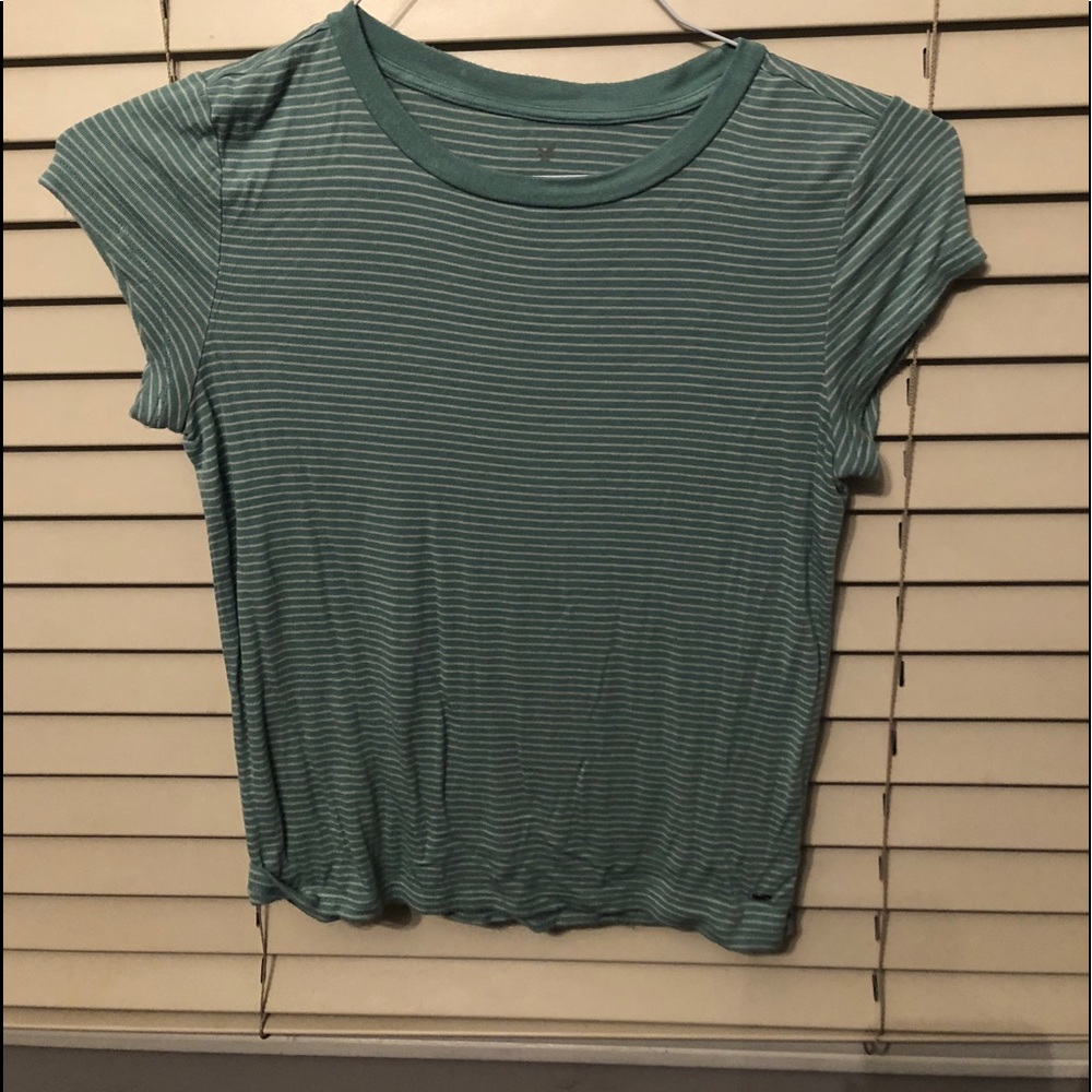 Blue and white striped t-shirt